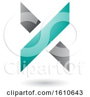 Clipart Of A Turquoise And Gray Letter X Royalty Free Vector Illustration