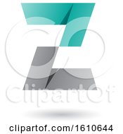 Clipart Of A Gray And Turquoise Folded Paper Styled Letter Z Royalty Free Vector Illustration