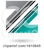 Clipart Of A Striped Gray And Turquoise Letter Z Royalty Free Vector Illustration
