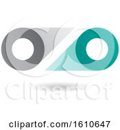 Clipart Of A Turquoise And Gray Abstract Double Letter O Or Binoculars Design Royalty Free Vector Illustration