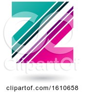 Poster, Art Print Of Striped Magenta And Turquoise Letter Z