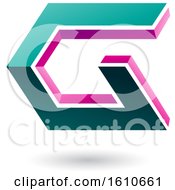 Clipart Of A Turquoise And Magenta Angled Letter G Royalty Free Vector Illustration
