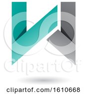 Clipart Of A Turquoise And Gray Folded Paper Letter W Royalty Free Vector Illustration