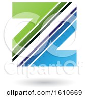 Poster, Art Print Of Striped Blue And Green Letter Z