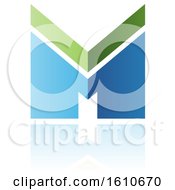 Clipart Of A Thick Striped Green And Blue Letter M Royalty Free Vector Illustration