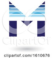 Clipart Of A Striped Blue Letter M Royalty Free Vector Illustration