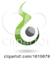 Clipart Of A Fire Shaped Green And Gray Letter B Royalty Free Vector Illustration