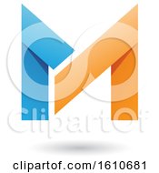 Clipart Of A Folded Paper Orange And Blue Letter M Royalty Free Vector Illustration