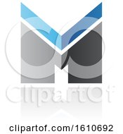 Clipart Of A Thick Striped Gray And Blue Letter M Royalty Free Vector Illustration