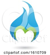 Clipart Of A Flame Shaped Green And Blue Letter M Royalty Free Vector Illustration