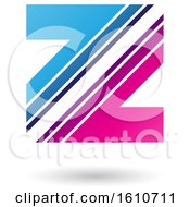 Poster, Art Print Of Striped Blue And Magenta Letter Z