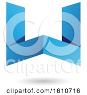 Clipart Of A Blue Folded Paper Letter W Royalty Free Vector Illustration