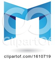 Clipart Of A Folded Paper Blue Letter M Royalty Free Vector Illustration