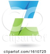 Poster, Art Print Of Blue And Green Folded Paper Styled Letter Z