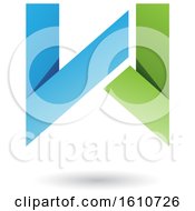 Clipart Of A Blue And Green Folded Paper Letter W Royalty Free Vector Illustration