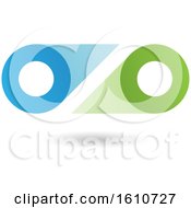 Poster, Art Print Of Blue And Green Abstract Double Letter O Or Binoculars Design