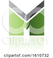 Clipart Of A Thick Striped Green And Gray Letter M Royalty Free Vector Illustration