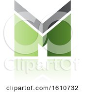 Poster, Art Print Of Thick Striped Green And Gray Letter M