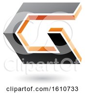Clipart Of A Black And Orange Angled Letter G Royalty Free Vector Illustration