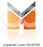 Clipart Of A Thick Striped Orange And Gray Letter M Royalty Free Vector Illustration