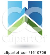 Clipart Of A Thick Striped Green And Blue Letter W Royalty Free Vector Illustration
