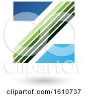 Clipart Of A Striped Blue And Green Letter Z Royalty Free Vector Illustration