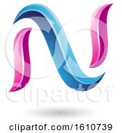 Poster, Art Print Of Blue And Magenta Letter N