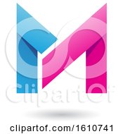 Clipart Of A Folded Paper Pink And Blue Letter M Royalty Free Vector Illustration