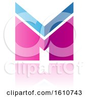 Poster, Art Print Of Thick Striped Magenta And Blue Letter M