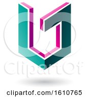 Clipart Of A 3d Magenta And Green Shield Royalty Free Vector Illustration