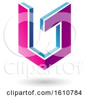 Clipart Of A 3d Magenta And Blue Shield Royalty Free Vector Illustration