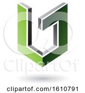 Clipart Of A 3d Green And Gray Shield Royalty Free Vector Illustration