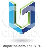 Clipart Of A 3d Blue And Green Shield Royalty Free Vector Illustration