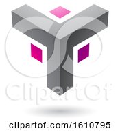 Clipart Of A Gray And Magenta Corner Design Royalty Free Vector Illustration