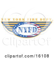Circle Of Stars And Stripes Around Nyfd And Wings Clipart Illustration