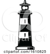 Clipart Of A Black And White Nautical Lighthouse Royalty Free Vector Illustration