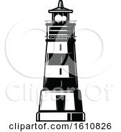 Poster, Art Print Of Black And White Nautical Lighthouse