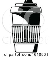Clipart Of A Black And White Take Out Coffee Royalty Free Vector Illustration