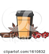 Poster, Art Print Of Take Out Coffee Cup With Berries And Spices
