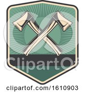 Clipart Of A Retro Styled Crossed Axe Design Royalty Free Vector Illustration