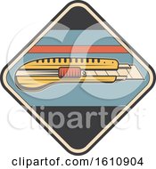 Clipart Of A Retro Styled Box Cutter Design Royalty Free Vector Illustration