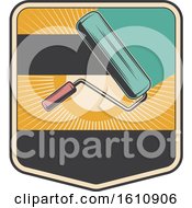Clipart Of A Retro Styled Roller Paint Brush Design Royalty Free Vector Illustration