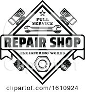 Clipart Of A Black And White Repair Design Royalty Free Vector Illustration