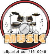 Clipart Of A Drum Set In A Circle Royalty Free Vector Illustration