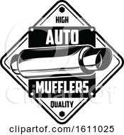 Clipart Of A Black And White Automotive Design With A Muffler Royalty Free Vector Illustration