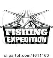 Poster, Art Print Of Black And White Fishing And Camping Design