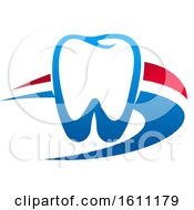 Clipart Of A Red White And Blue Dental Design With A Tooth Royalty Free Vector Illustration