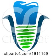 Clipart Of A Blue And Green Dental Tooth Royalty Free Vector Illustration