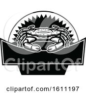 Clipart Of A Black And White Crab Fishing Design Royalty Free Vector Illustration