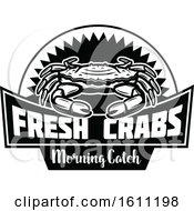 Poster, Art Print Of Black And White Crab Fishing Design